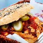 Den ultimative burger: Pulled turkey med barbecuesauce.